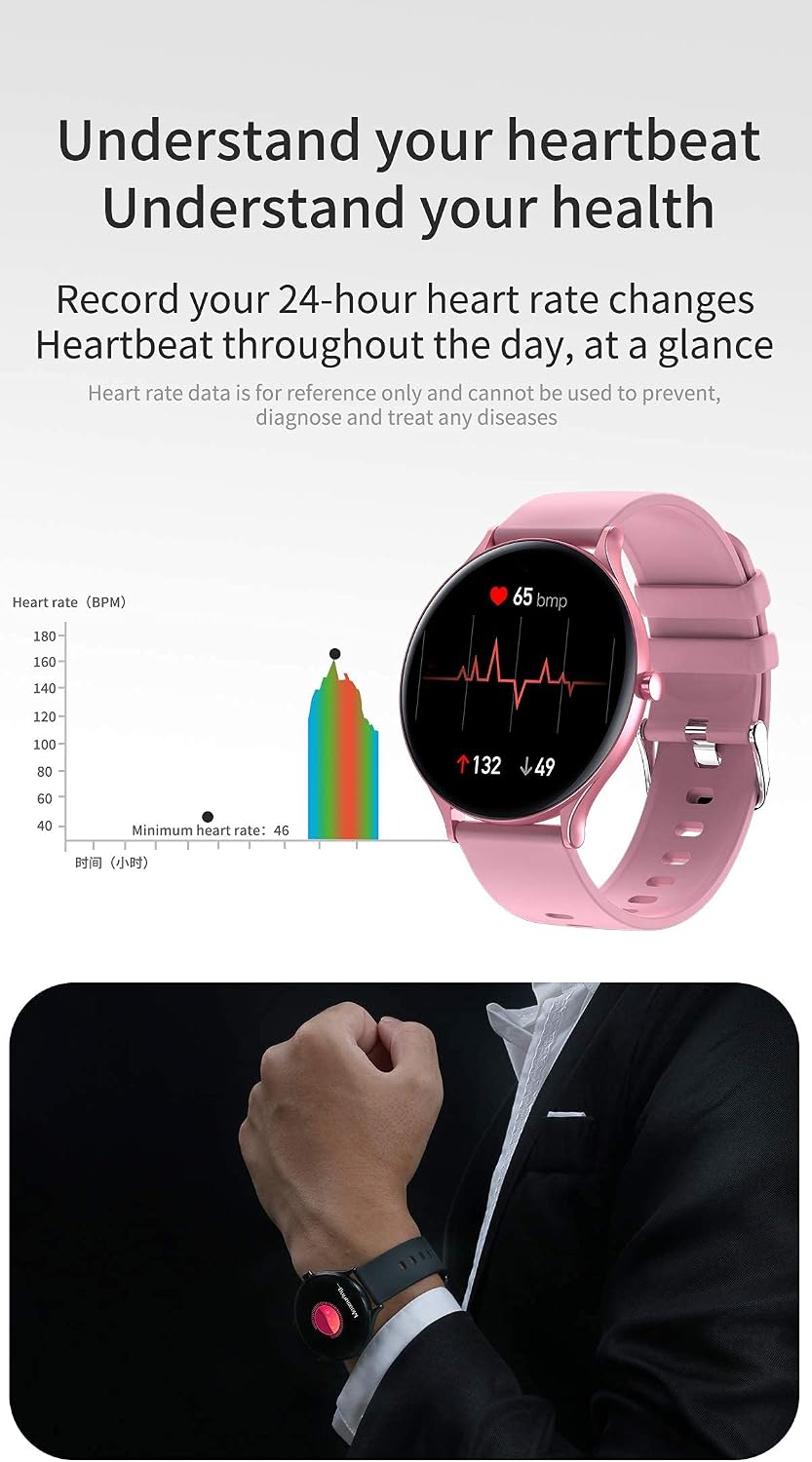 QW13 Smartwatch displaying heart rate data with a graph