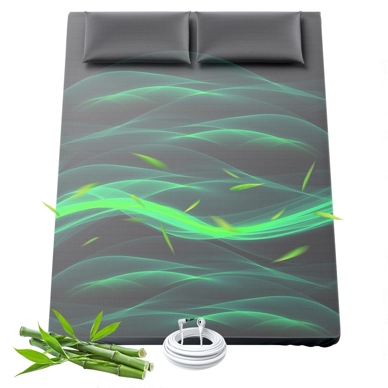 LOPLOGLIFE Grounding Sheets Queen, 90% Rayon Derived from Bamboo Grounded Bed Sheets, Cooling & Breathable & Silky, Deep Pocket Grounding Fitted Earth Sheet 10% Silver Fiber for Better Sleep (Gray)
