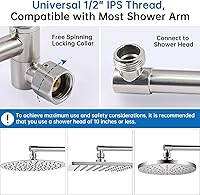 Vista 3 de G-Promise Brazo de Extensión para Cabezal de Ducha de 13 Pulgadas, Extensor de Latón Macizo Ajustable en Altura y Ángulo, Eleva o Baja la Ducha