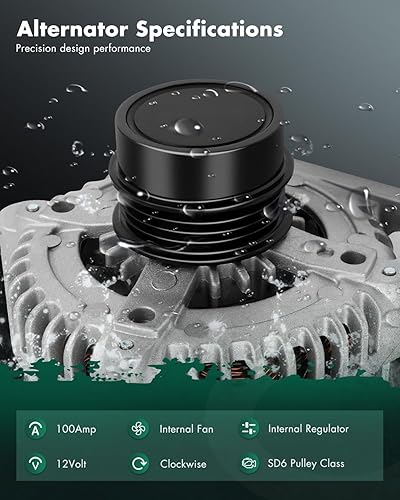 Miniatura 2 de SCITOO Alternador 11402 apto para Toyota Rav4 2009-2012, para Toyota Camry 2012-2015, para Scion TC 2011-2016, 12V 100Amp CW SD6 clase de polea
