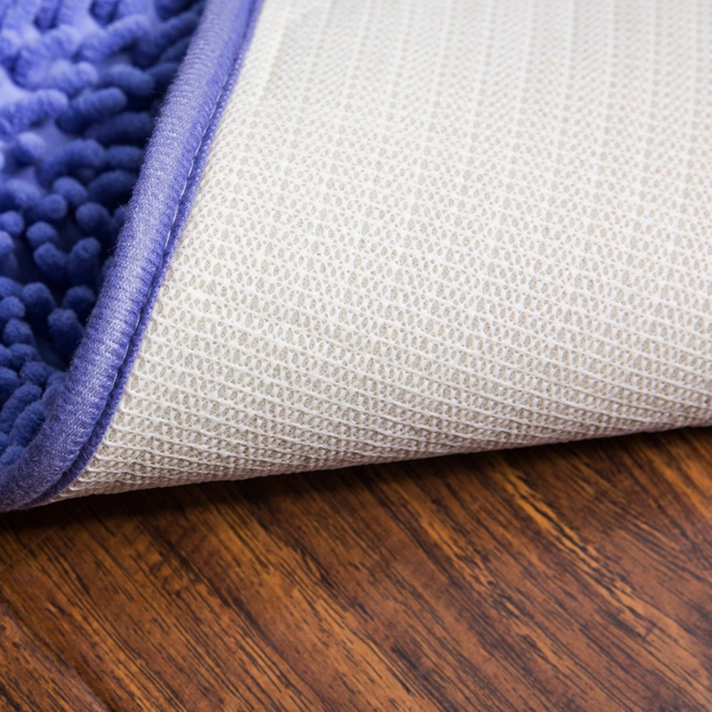 ele ELEOPTION Microfiber Soft Shag Bathroom Mat Rug Kitchen Rug Door Way Feet Mat Anti-slip Strip Absorbent Doormat Bathroom Shower Rugs Shaggy Carpet (50x80 cm - Image 4