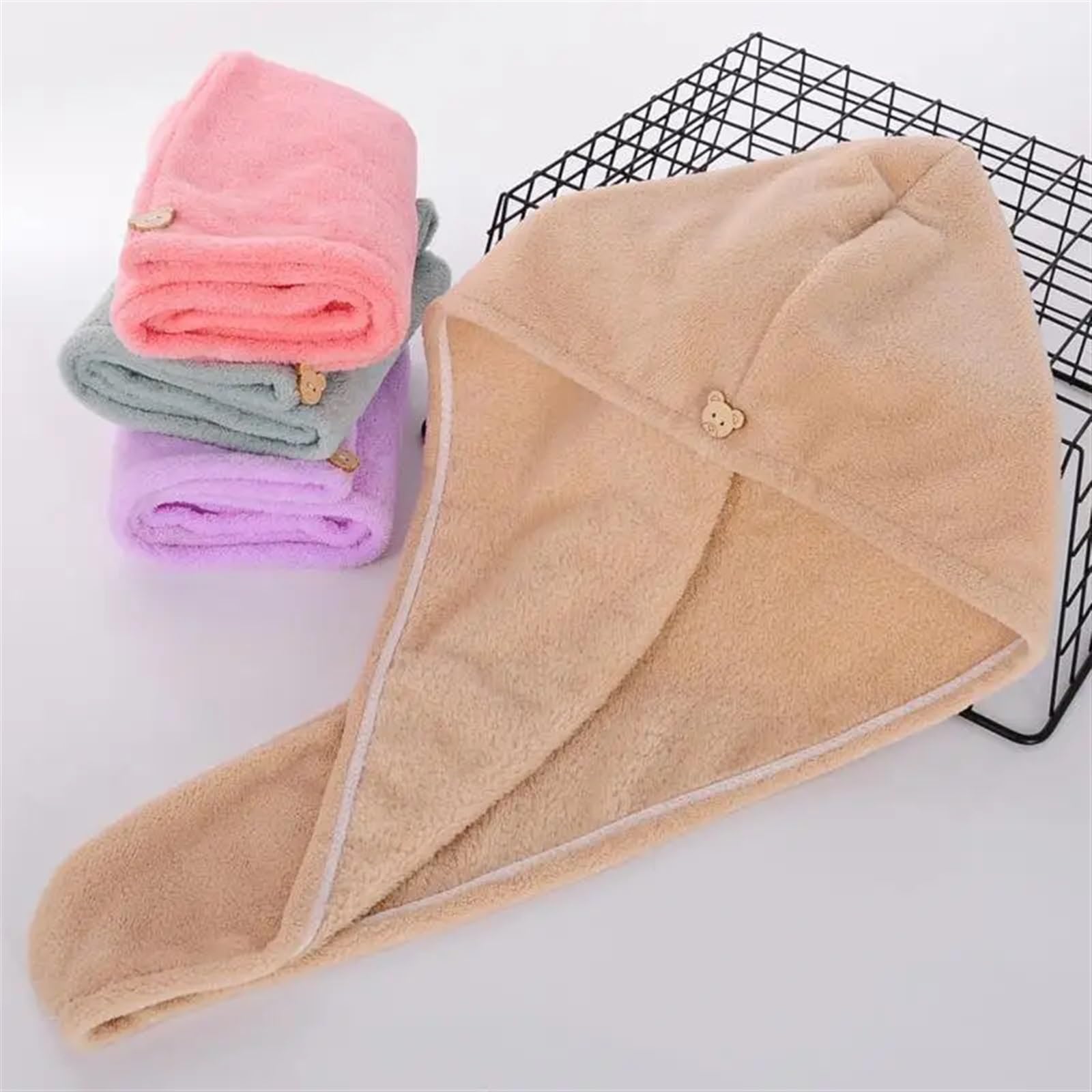 Turbante Per Capelli Asciugamano for capelli ad asciugatura rapida Cappello for dei for donna da bagno in microfibra solido Tappo for super assorbente Turbante(4PCS)