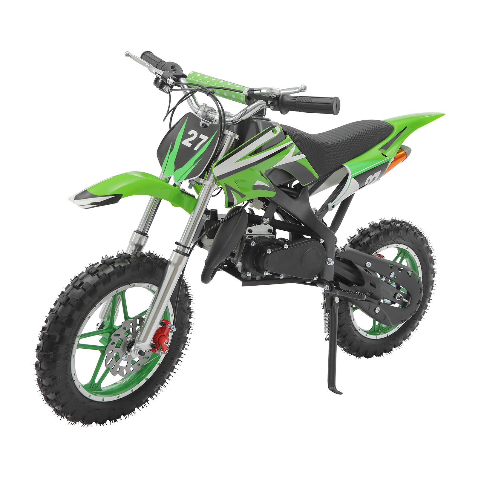 Bicicleta de cross para niños, 2 tiempos, 49 ccm, motor de 10 pulgadas, moto de bolsillo, Dirt Bike, motocross, pocketbike (verde)