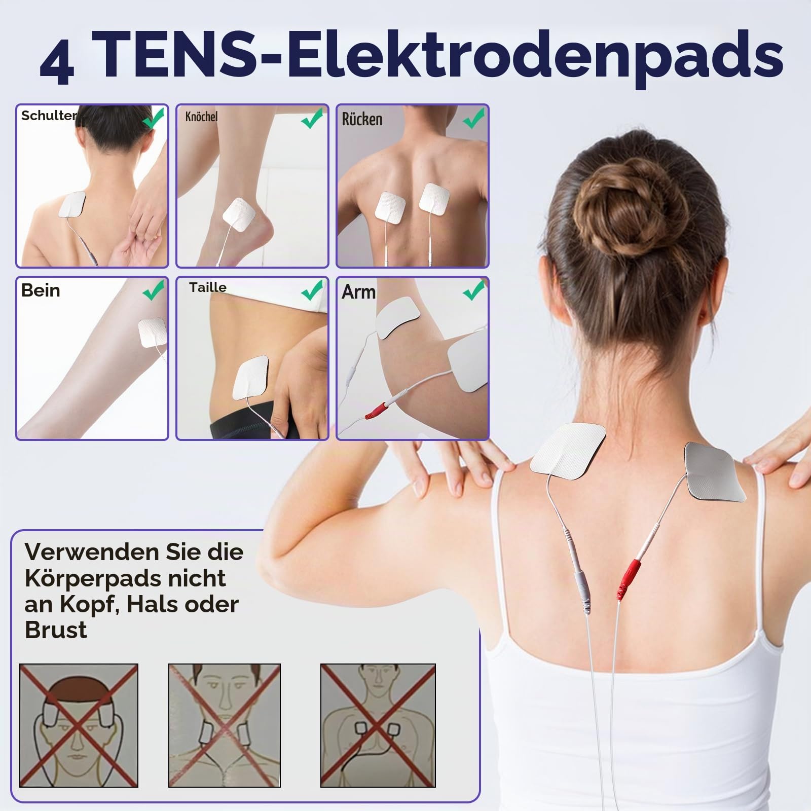 Durchblutungsstimulator für Füße & Beine, EMS & TENS Fußmassagegerät zur Blutanregung mit 4 TENS Pads zu 20 Vibrations Geschwindigkeiten, 12 Modi – Reduziert Schwellungen in Füßen und Knöcheln