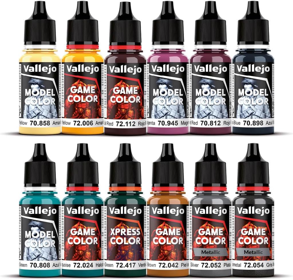 Vallejo - Squidmar Edition Dark Future Paint Set | High-Coverage Formula | Game and Model Color Ranges Assortment | Exclusive Miniature Included & Video Tutorial | 12 Bottles x 18 ml. (0.60 fl.oz.)
