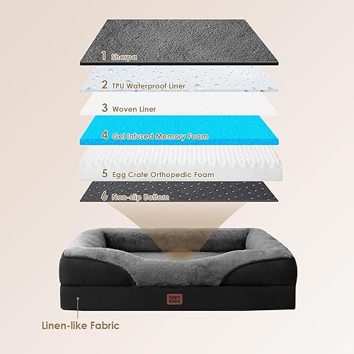 Miniatura 3 de EHEYCIGA Cama de espuma viscoelástica XL para perros de tamaño XL, sofá ortopédico extragrande para perros con lados y forro impermeable, sofá cama