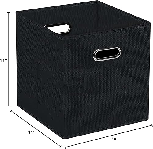 Miniatura 8 de STOREONE - Cubos de almacenamiento de tela con contenedores de cestas (28x28x28 cm) con asas dobles para estante, armario, organizadores de