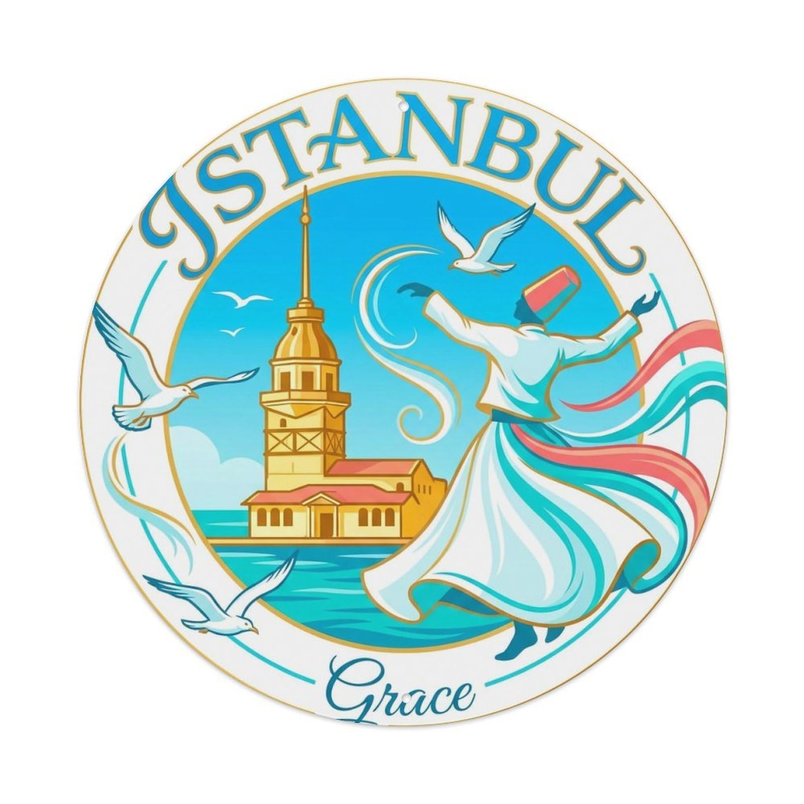 Este 8X8inch Style Vintage Travel Istanbul Turkey Grace Metal Tin Sign