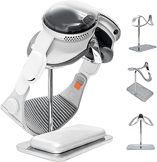 Macally Apple Vision Pro Stand with Battery Holder – Premium Heavy Duty Base for Stability, Minimalist Display Cradle with Lens Protection – Apple Vision Pro Accessories