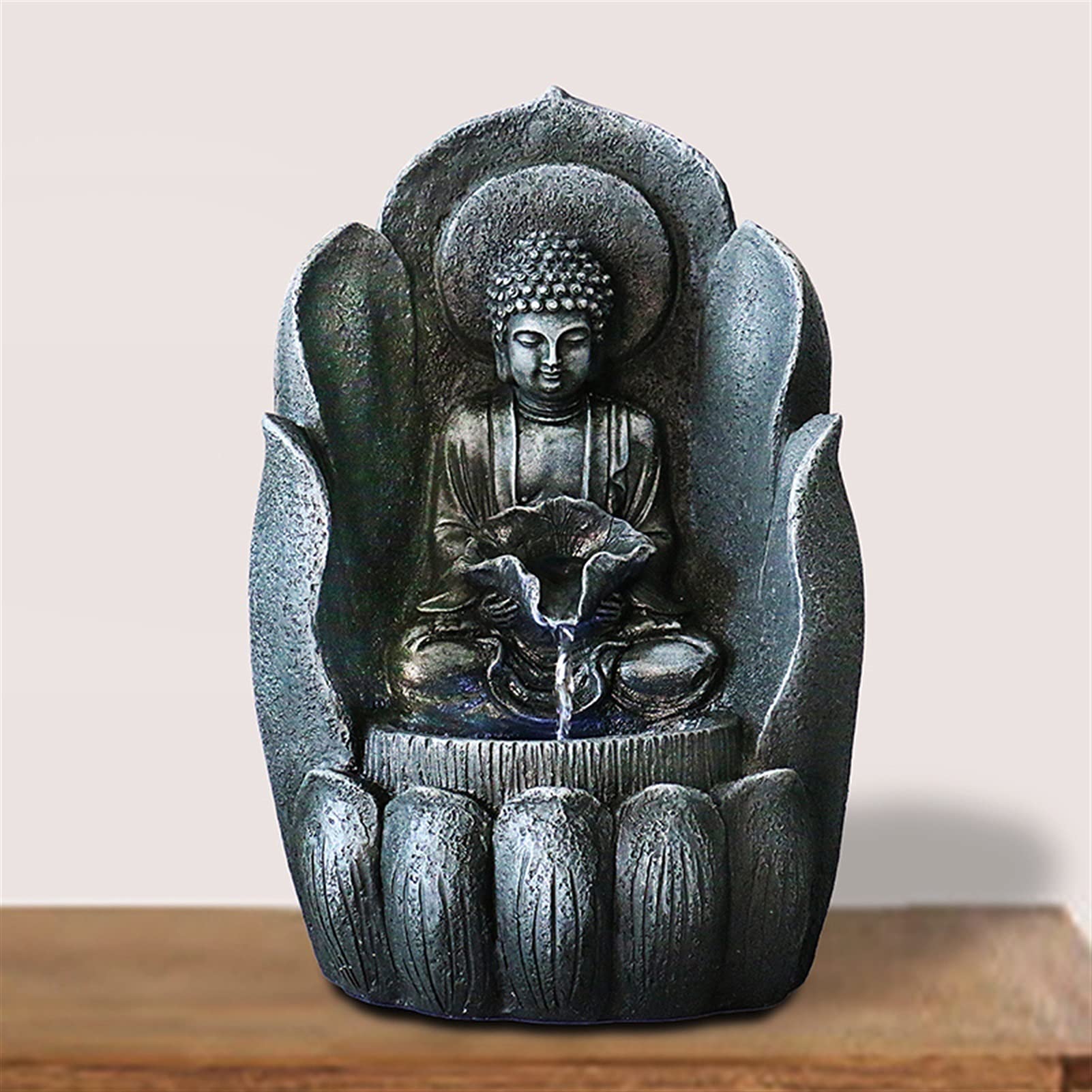 Fontaine de Table Cascades Bouddha Fontaine intérieure Bouddha Bouddha Visage Zen Eau Fontaine Bureau Chanceux Bouddha Statue Fontaine Home décoration Fontaine Interieur/Fontaine de Table Cascade