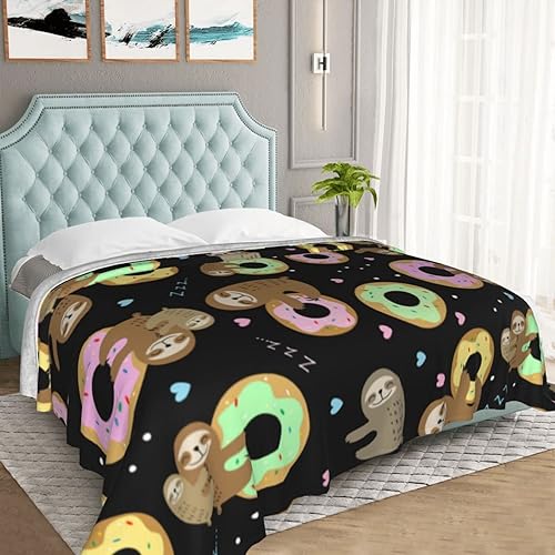 Miniatura 6 de Manta cálida de microforro polar ultrasuave de perezoso y dona para cama, sofá, sala de estar (niños)