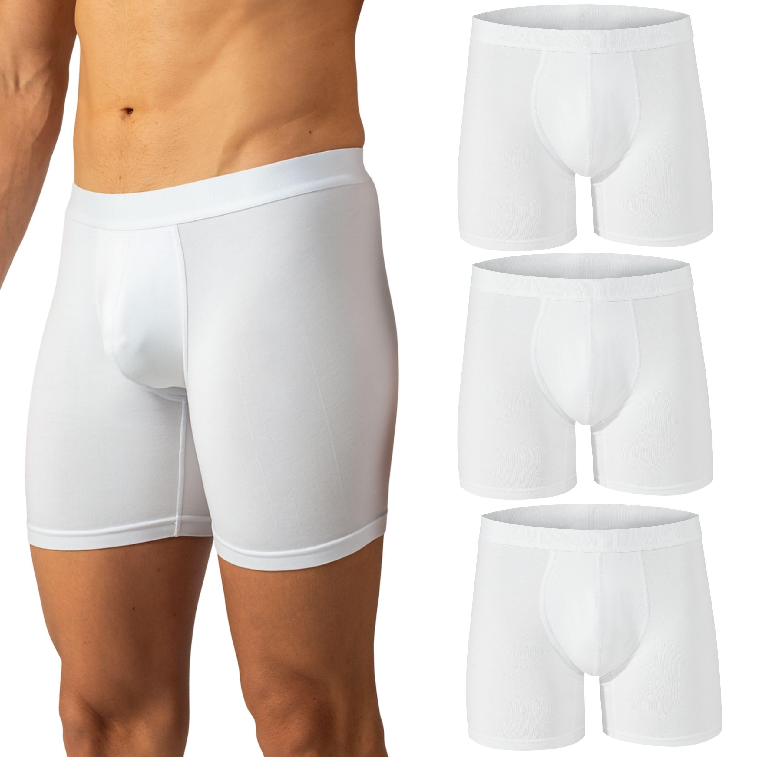 Mens Boxer Briefs 3 Pack Underwear Breathable Cotton Modal Trunks