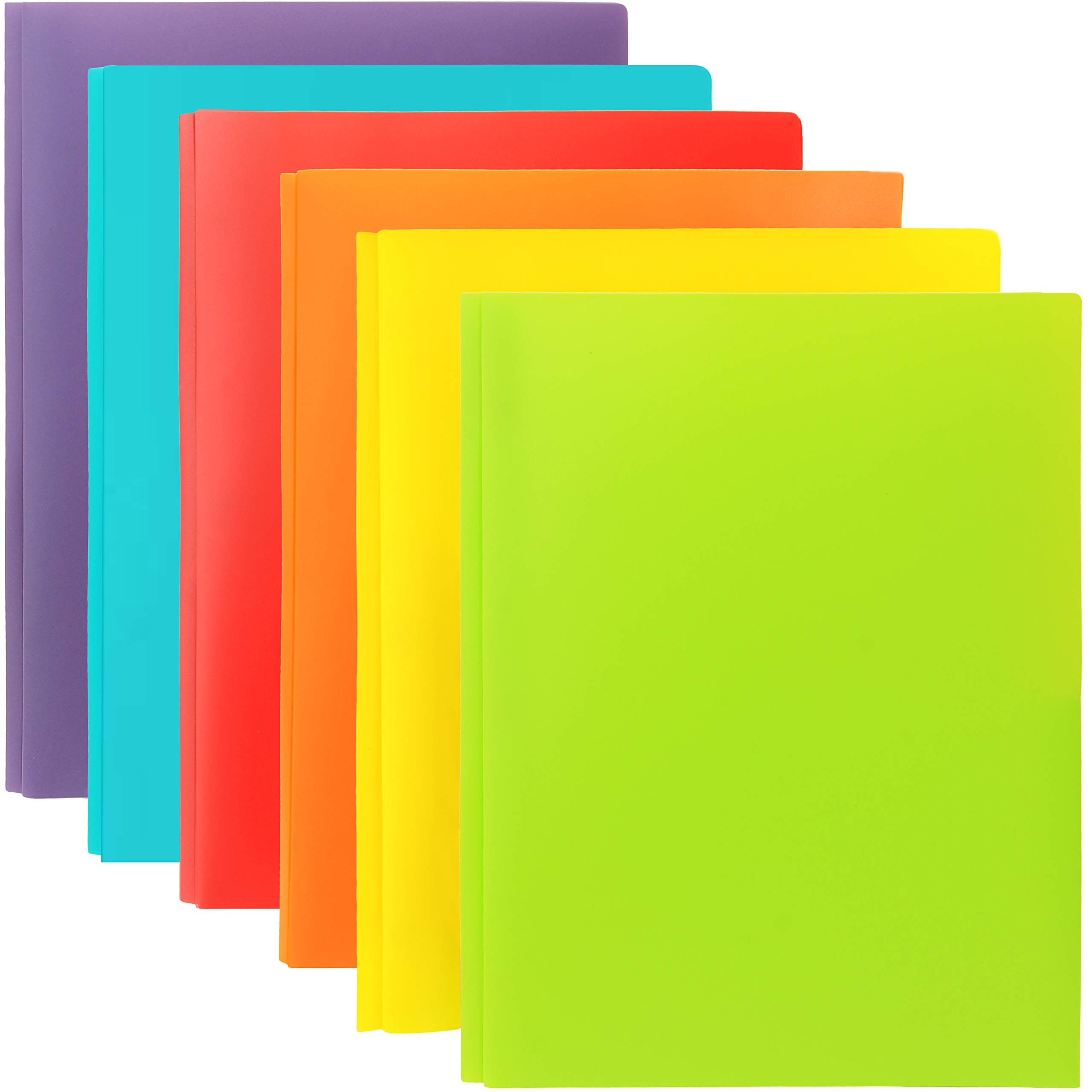 Buy Youngever 12 Heavy Duty Plastic Two Pocket Folders with Prongs