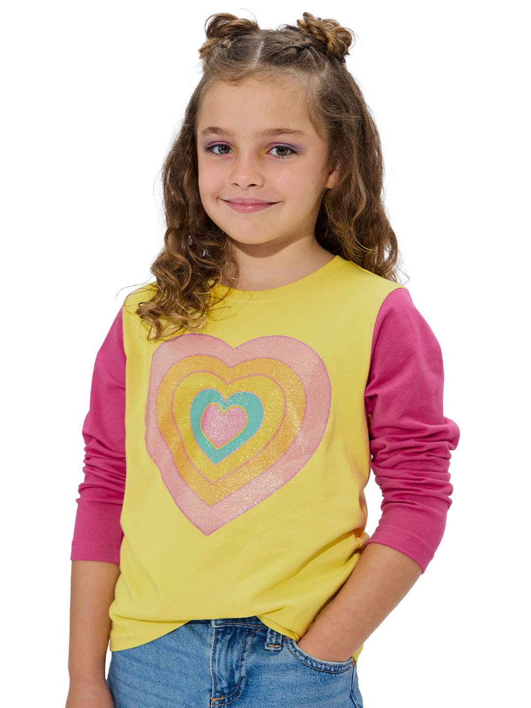 the souled store Rainbow Hearts Womens and Girls Regular Fit Full Sleeve Graphic Printed Cotton Multicolor Color T-Shirt-picture-36