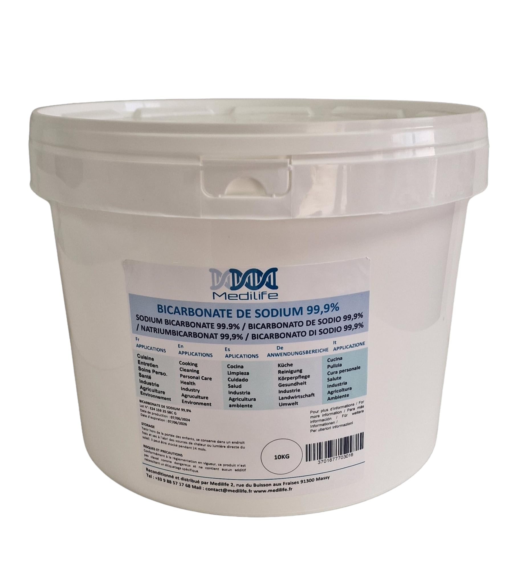 10KG BICARBONATE DE SOUDE PUR MULTI-USAGES DETACHANT, BLANCHISSANT, DESODORISANT, DEGRAISSANT