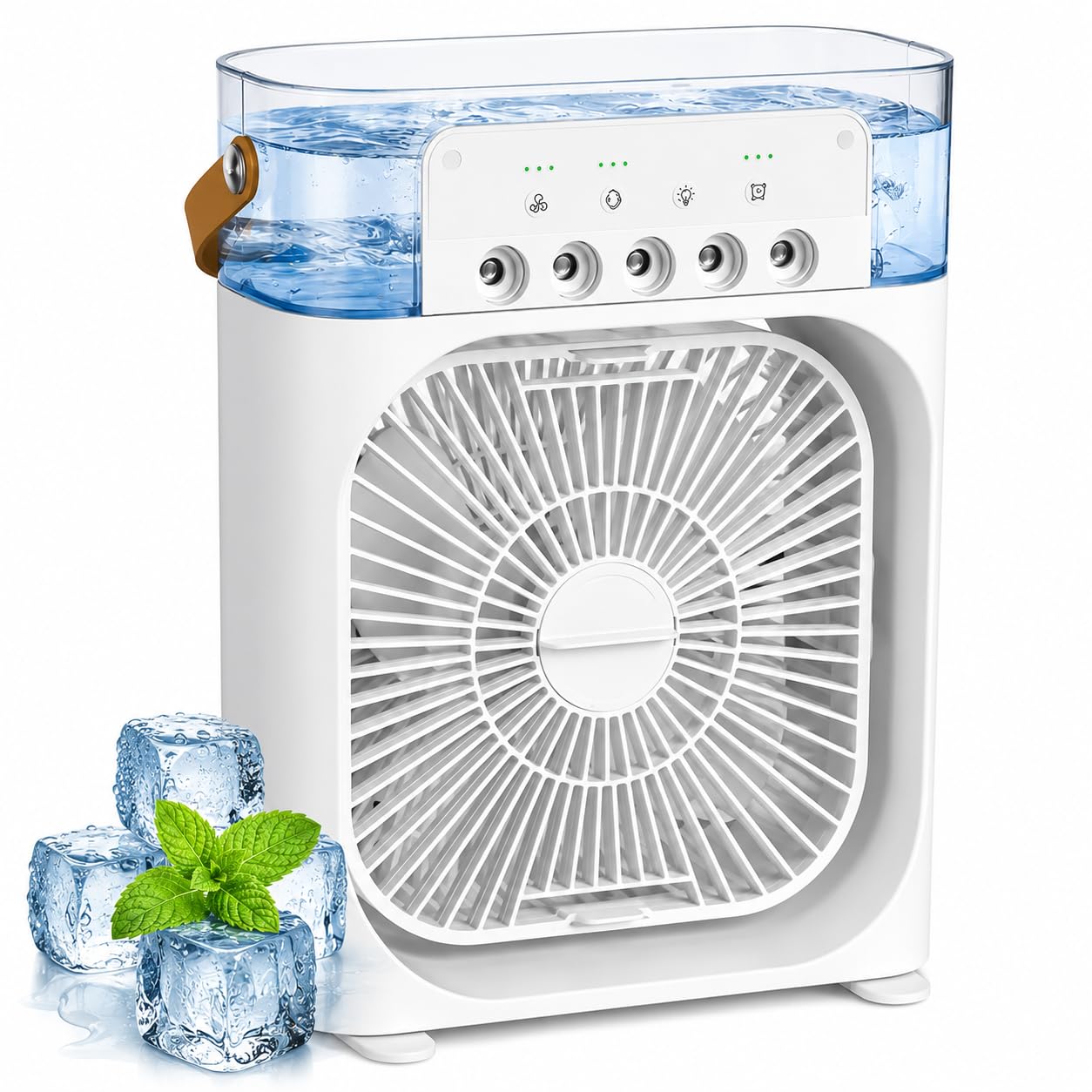 Portable Single Fan Cooler with Water Tank & USB Mini Personal Evaporative Cooler, Humidifier & LED Light Quiet Desktop Cooling for Home, Office & Bedroom-image-35