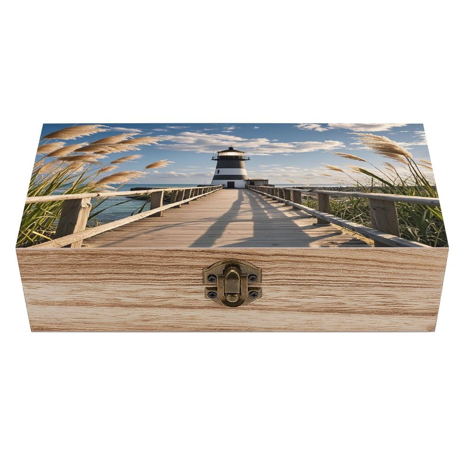 LZQPOEAS Beacon Wooden Box Storage Space to Organize Jewelry in A Beautiful Small Storage Box Decorative Card Boxes Memory Treasure Boxes for Crafts And Photo Storage