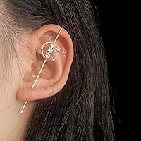 Vista 4 de Ear Cuff Crawler Earrings for Women Helix Hook Earrings Wrap Snowflake Rhinestone Lightning Bolt Piercing Jewelry Trendy
