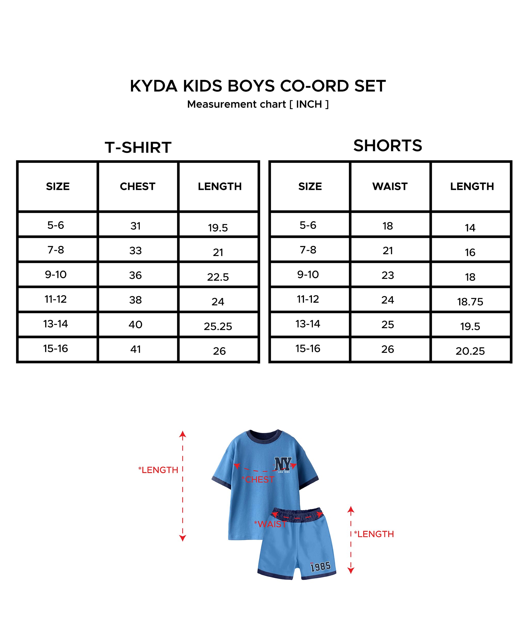 KYDA KIDS® Set di abbigliamento per ragazzi 100% puro cotone premium stampato oversize t-shirt e pantaloncini | abbigliamento casual estivo morbido traspirante | Set coordinato per ragazzi