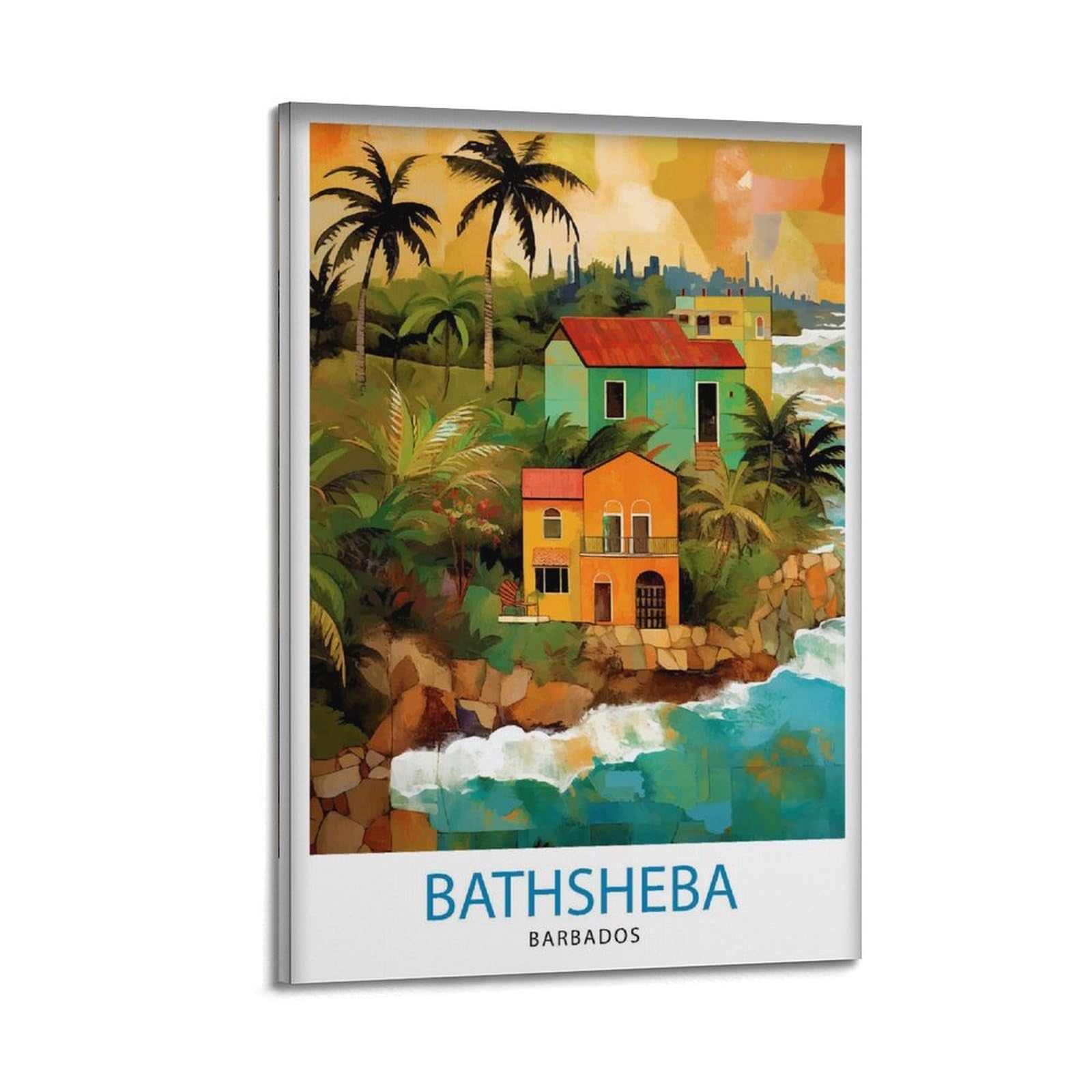 xiaoxiaoshen Bathsheba Barbados Travel Illustra Canvas Poster Wall Art Prints Room Aesthetic Murals Bedroom And Living Decorations 24x36inch(60x90cm)