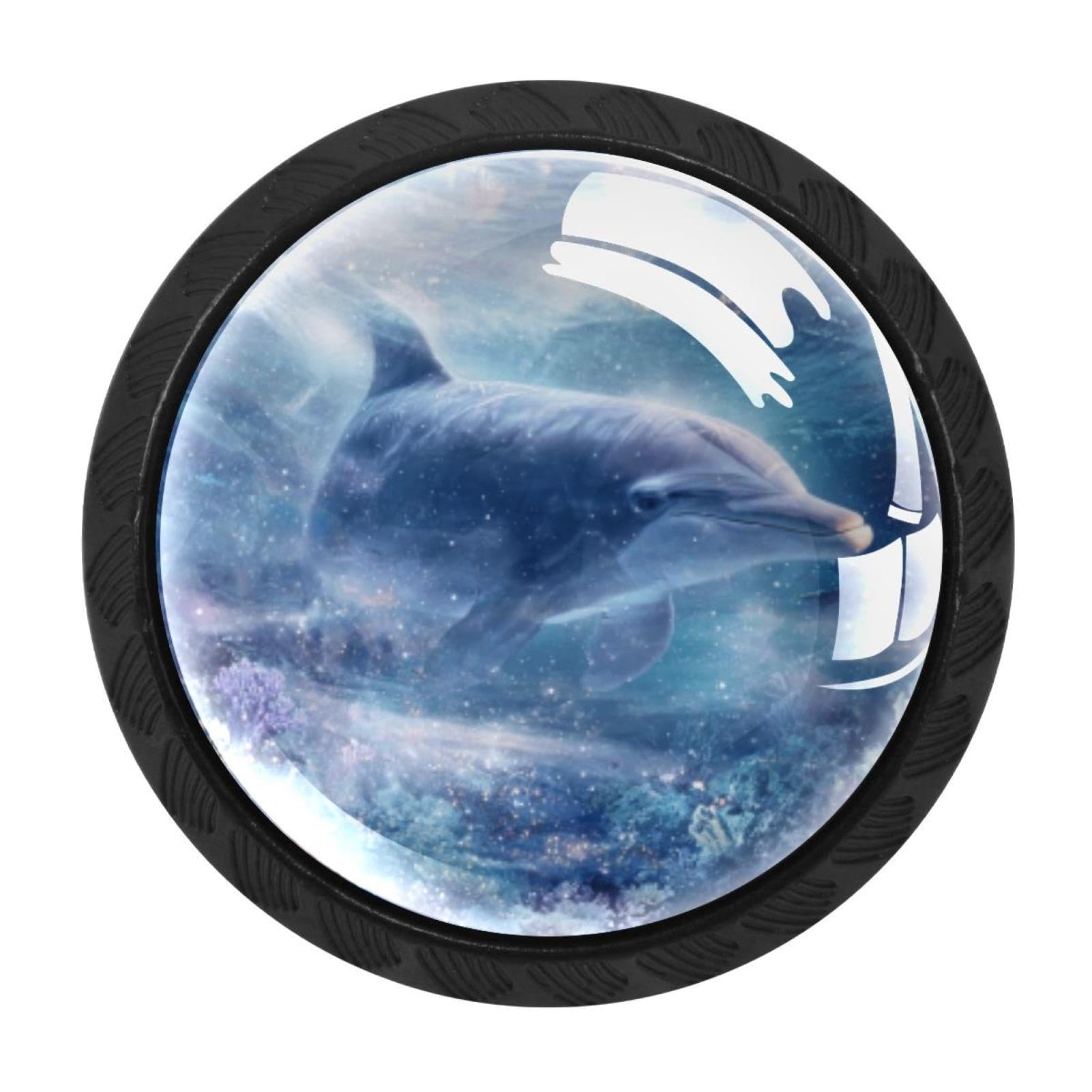 CHENZZZZ Dolphin Sea (1) Drawer Knobs 4 Pack Crystal Dresser Knobs 35mm Glass Cabinet Knobs for Home Office Bathroom