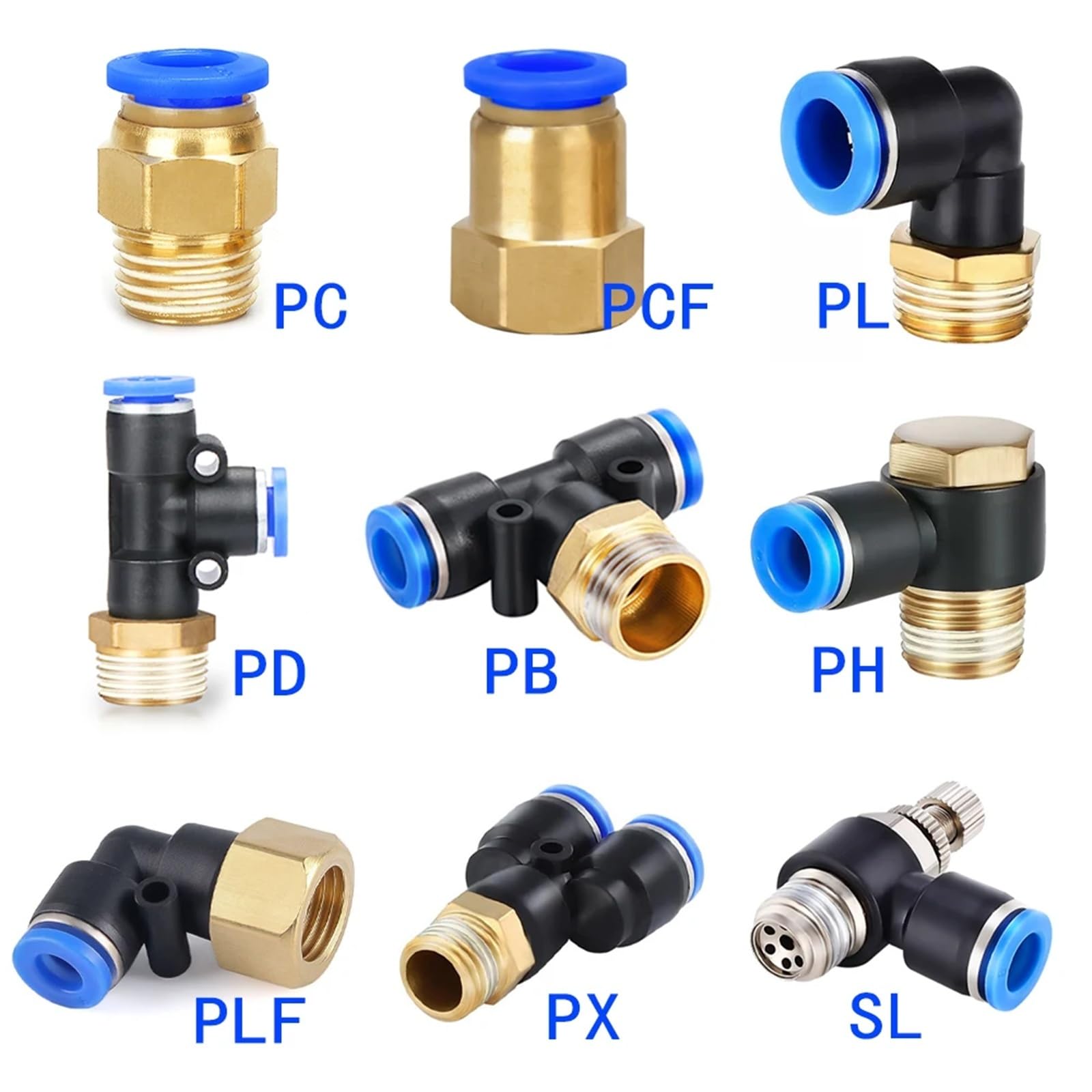 Connecteur rapide pneumatique PL Filetage M5 1/8" 1/4 3/8 PT1/2 Tuyau PU 4 mm 6 mm 8 mm 10 mm 12 mm 1 pièce (6-02 (6 mm-1l4))