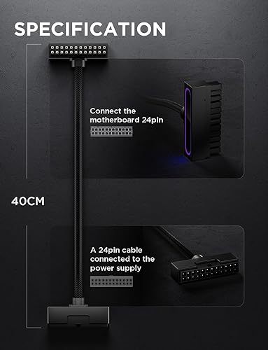 Miniatura 8 de AsiaHorse Hydrus-24PIN - Cable de extensión de fuente de alimentación para PC ARGB LED, cable de extensión de alimentación de placa base de alambre