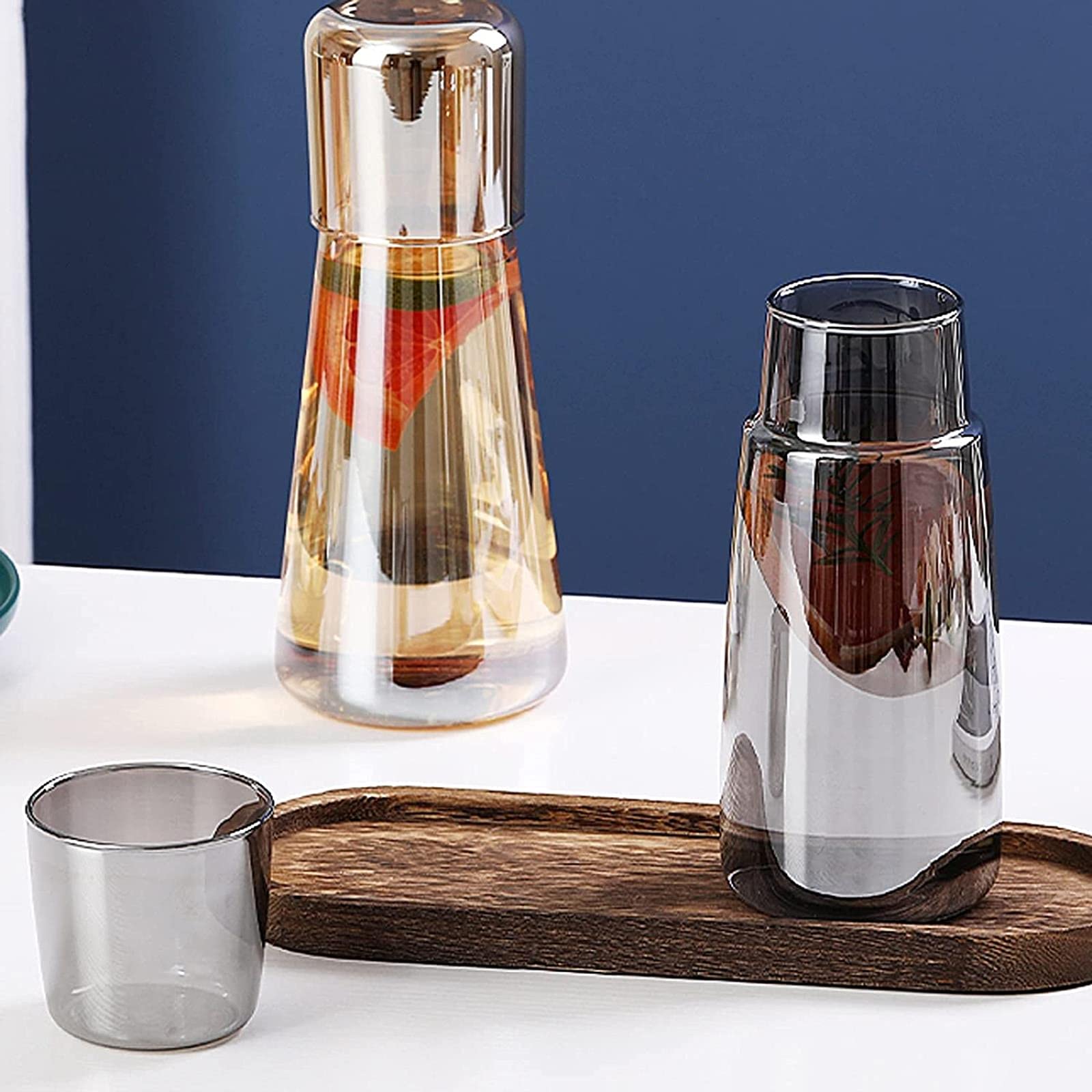 Jarra de Agua Simple Jarra de Vidrio con Taza de Agua Juego de Botellas de Agua fría Resistente a Altas temperaturas para Leche, Jugo, Bebidas Calientes y frías
