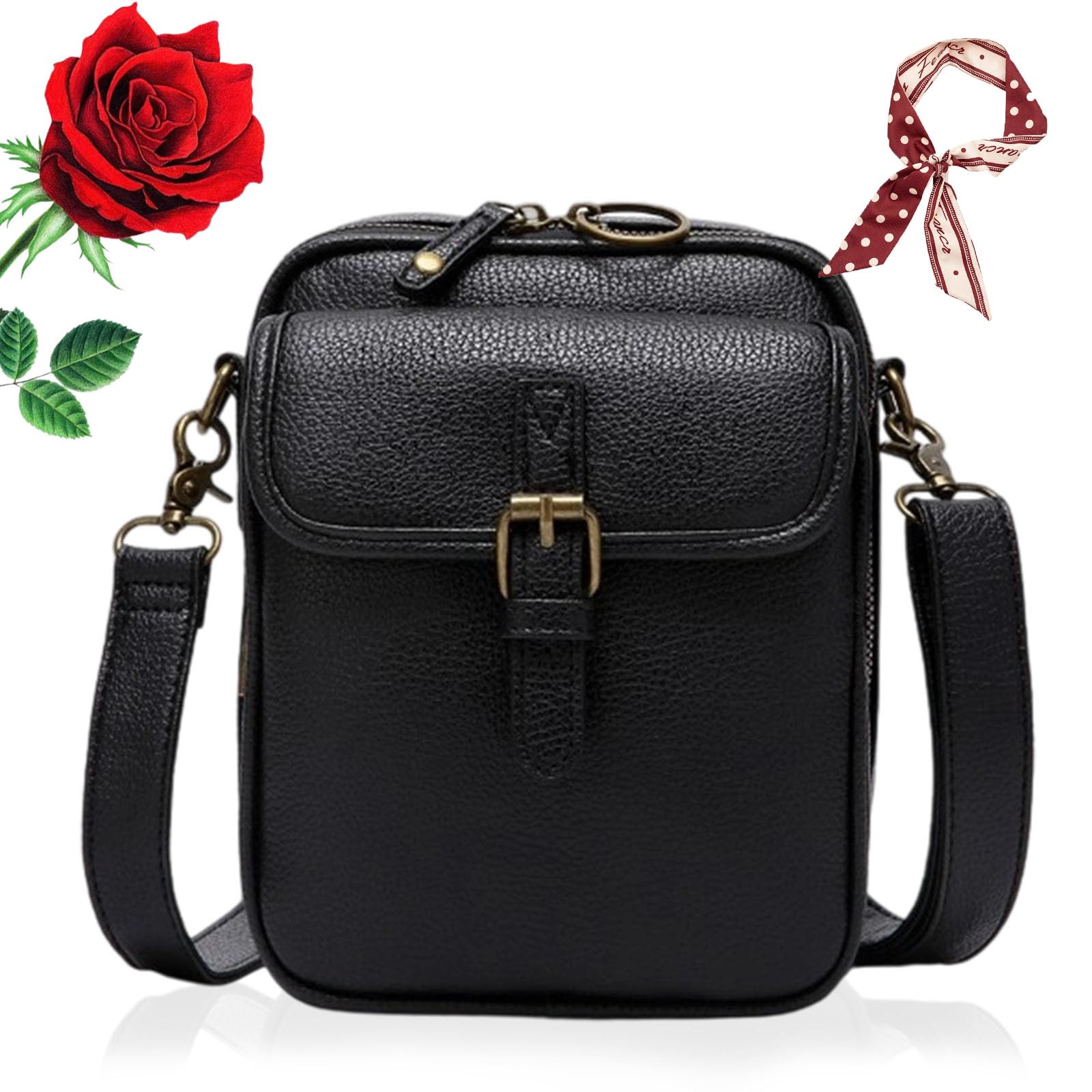 Crossbody Bag, Leather Crossbody Purse, Leather Bag for Women with Built in Wallet