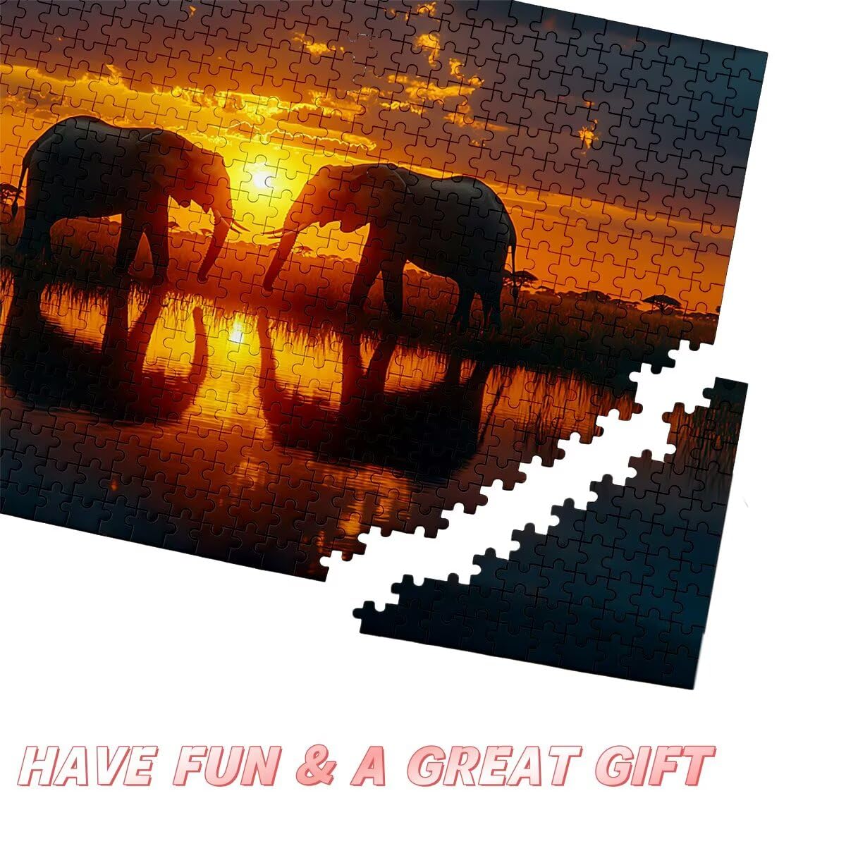 Puzzle 5000 Pezzi Elefante, Puzzle Tramonto per Adulti, Puzzles in Legno Intrattenimento Creativo, Divertimento, Puzzles Educativi Classici con Confezione di Alta Qualità Idea Regalo Donna Decor -2656