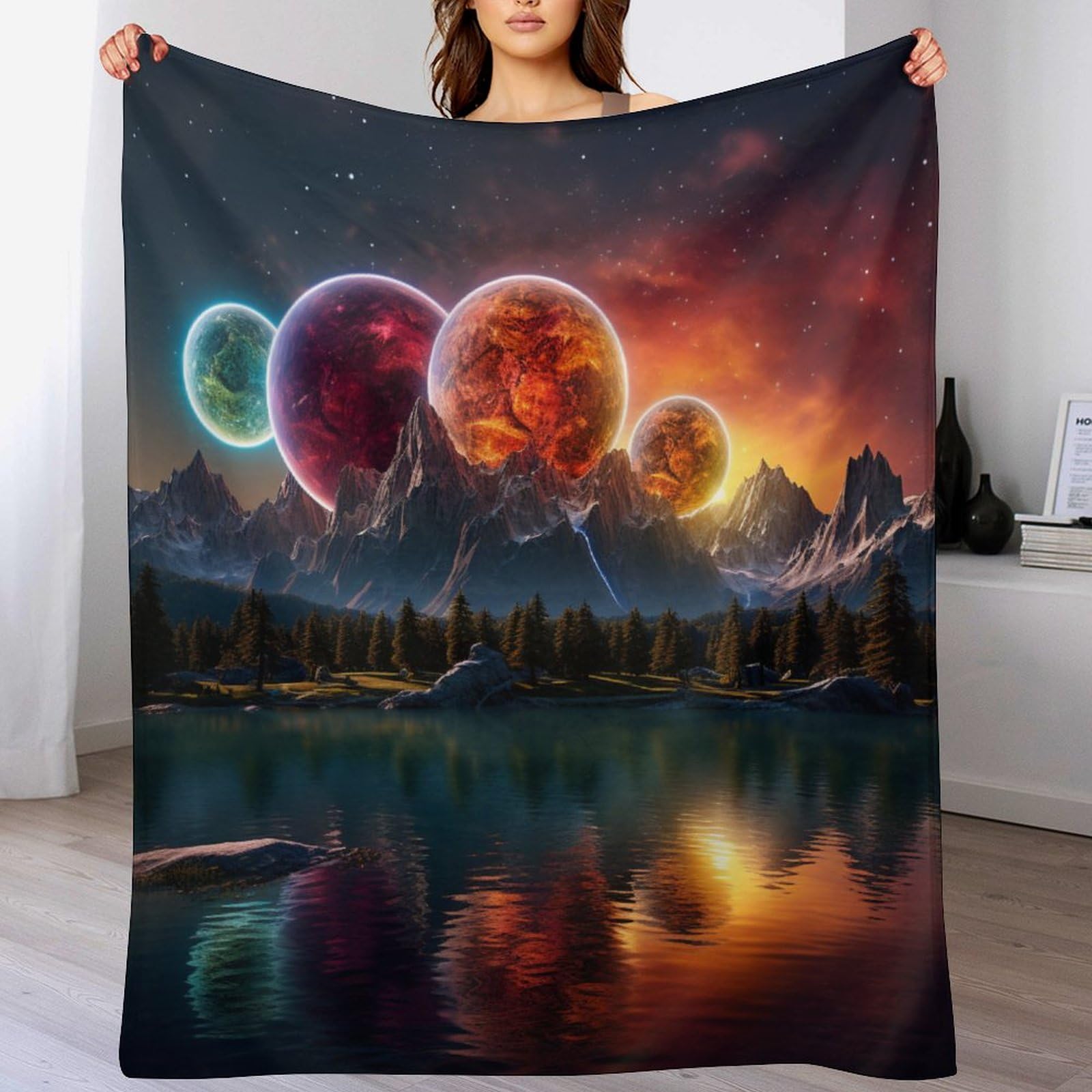 Manta de forro polar ligera y transpirable Fantasy Landscape para el bienestar diario