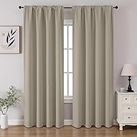 Vista 19 de CUCRAF - Cortinas opacas beige de 45 pulgadas, juego de 2 paneles con bolsillo para barra, cortinas para oscurecer dormitorios y sala de estar