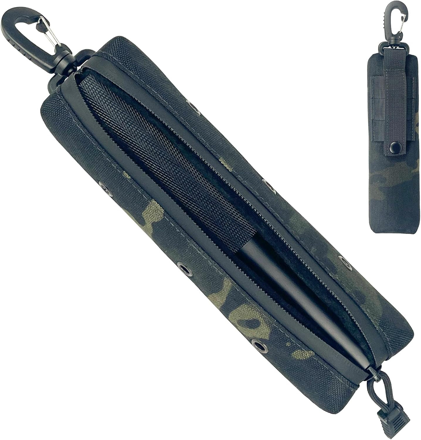 Suppressor Pouch Heat Resistant Silencer Stoarage & Transport Bag Tactical Suppresor Case with Molle Strap & Easy Clip Black Camo