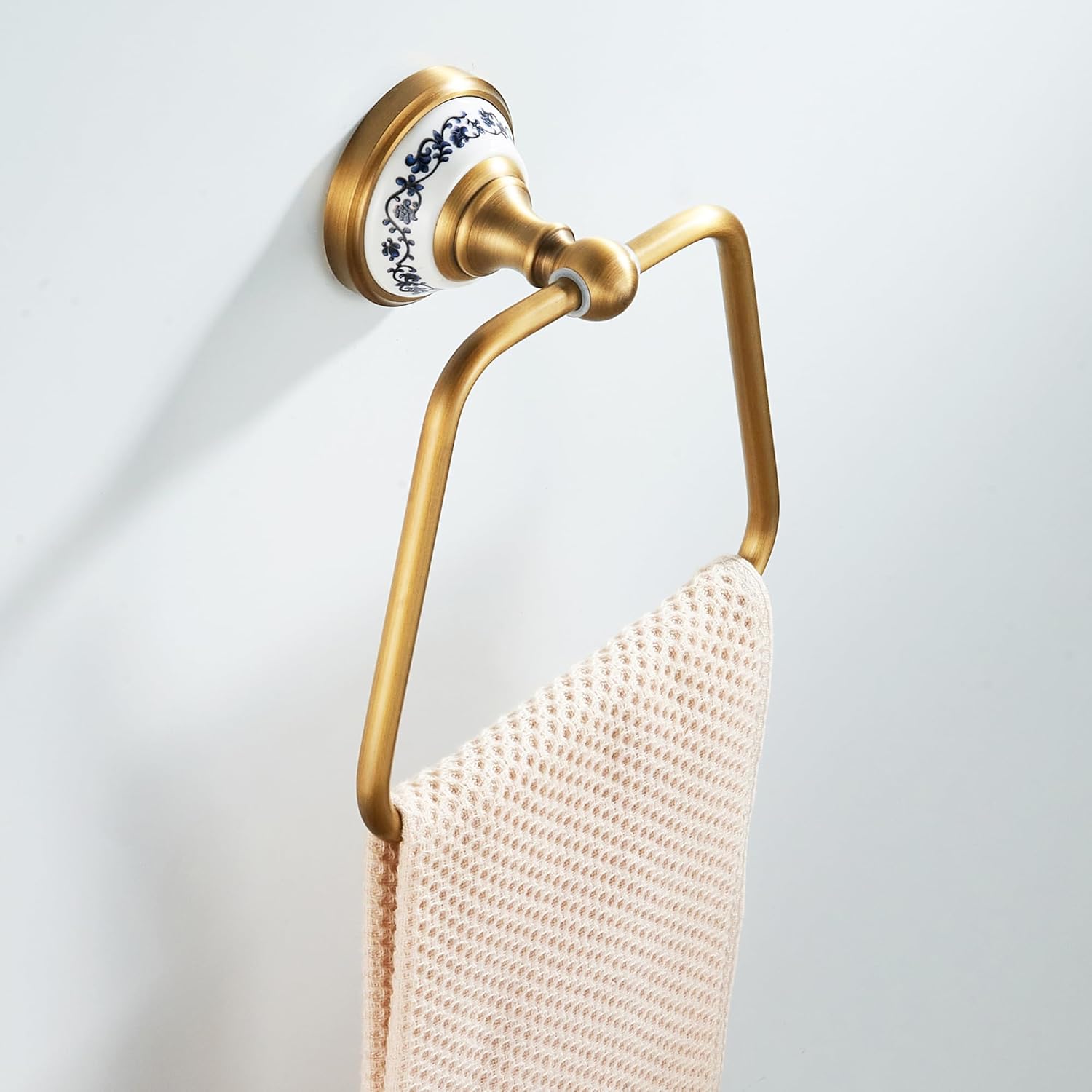Trapezoid Antique Bronze Brass Hand Towel Holder, Bathroom Hardware Accessories,Porcelain Design