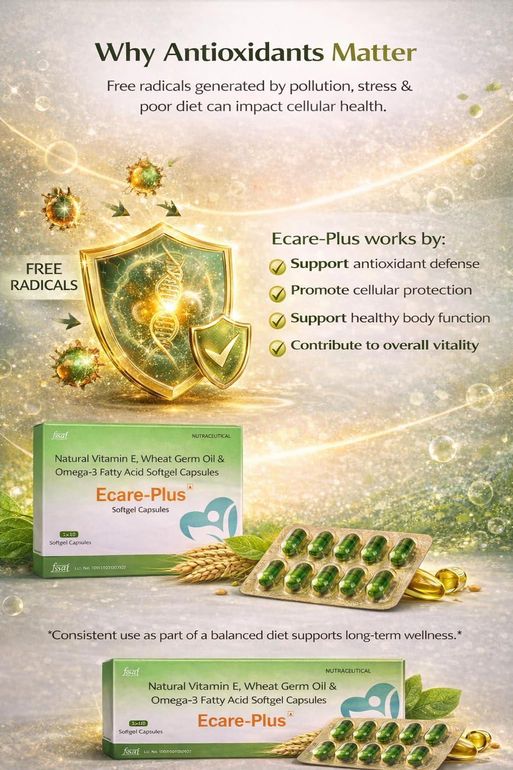 Omega-3 Fatty Acids, Natural Vitamin E, Wheat Germ Oil, Skin & Hair Wellness Supplement, Softgel Capsules, 10 counts — Amazon image 4