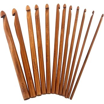 DHER 12 pcs crochet hook set crochet hooks wooden crochet bamboo crochet hooks Ergonomic knitting needle knitting accessories for cotton silk trilobite and all types of wool for beginners and experts