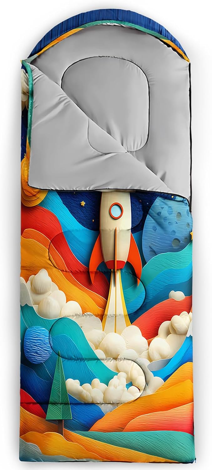 Print sleeping bag,sleeping bags,Outdoor Camping Sleeping Bag，Suitable For Children Boys And Girls Portable,Waterproof,Compact And Lightweight,Great For Outdoor Camping,Backpacking And Hiking