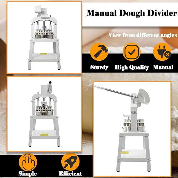 Manual Dough Divider Cutter Machine 48pcs Dough Dividing Cutting Machine Pastry Cutter Dough Lump Spacer Hand Press Pizza Dough Fillings Divider Stainless Steel Bakery Machine 22g-105g