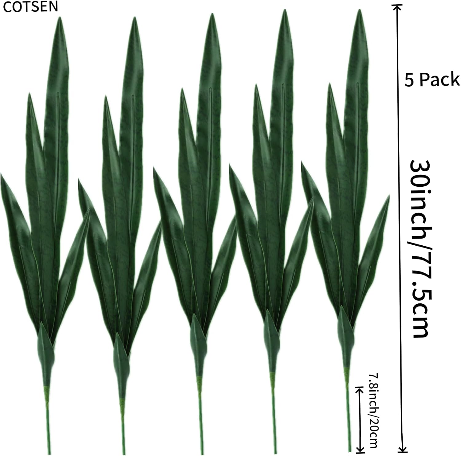 5 Pack Artificial Snake Plants Faux Agave Plant Fake Sansevieria Unpotted 30 inch Artificial Plants Suitable for Garden Home Office Indoor Outdoor Decoration (Green)
