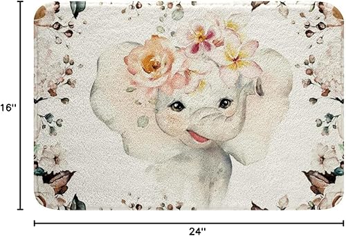 Miniatura 9 de Tapete de baño de microfibra con diseño de jirafa rosa, 20 x 32 pulgadas, diseño de animales de dibujos animados, antideslizante, decoración de