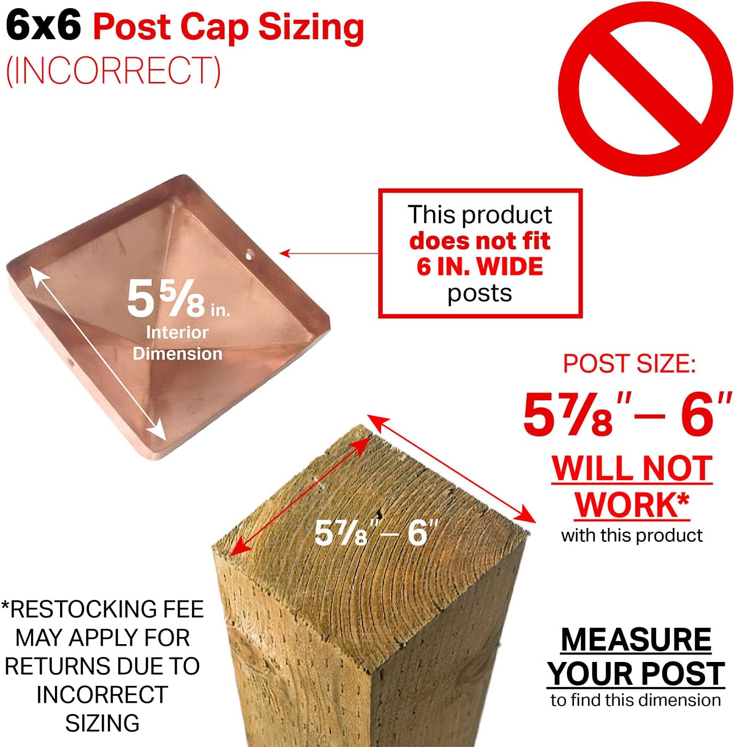 6x6 Copper Globe Finial Post Cap by Captiva - Extended Lip - Solid Copper - Will Patina Naturally (5-1/2 x 5-1/2)