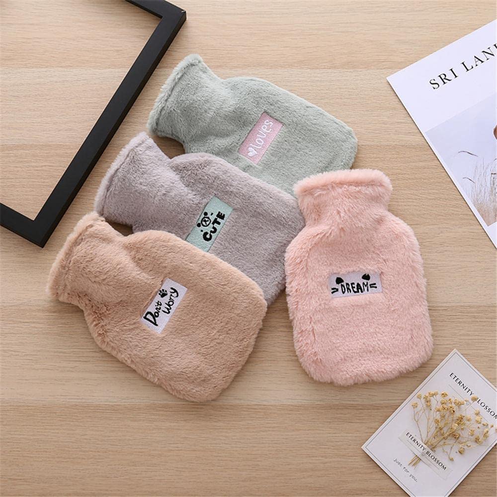 Borsa per acqua calda con coperchio in peluche a forma di lettera da 500 ml in gomma per alleviare il dolore, mano-piedi più caldo regalo per donne e ragazze - Mix - 4 pezzi