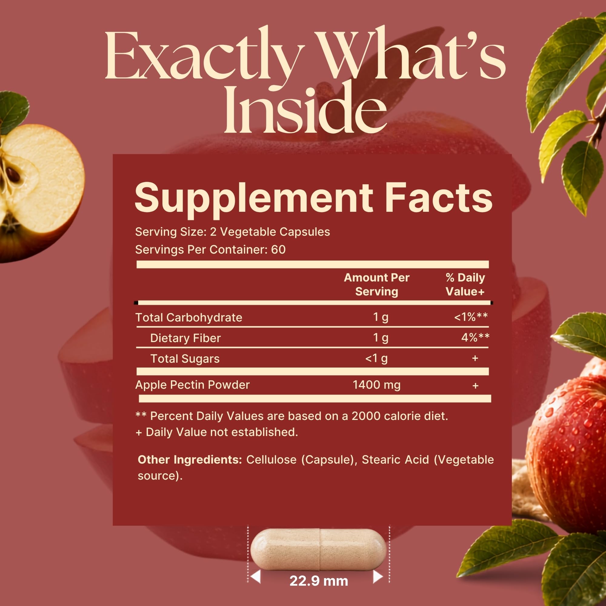 Vitamatic Apple Pectin 1400 mg Per Serving, 120 Veggie Capsules — Amazon image 2