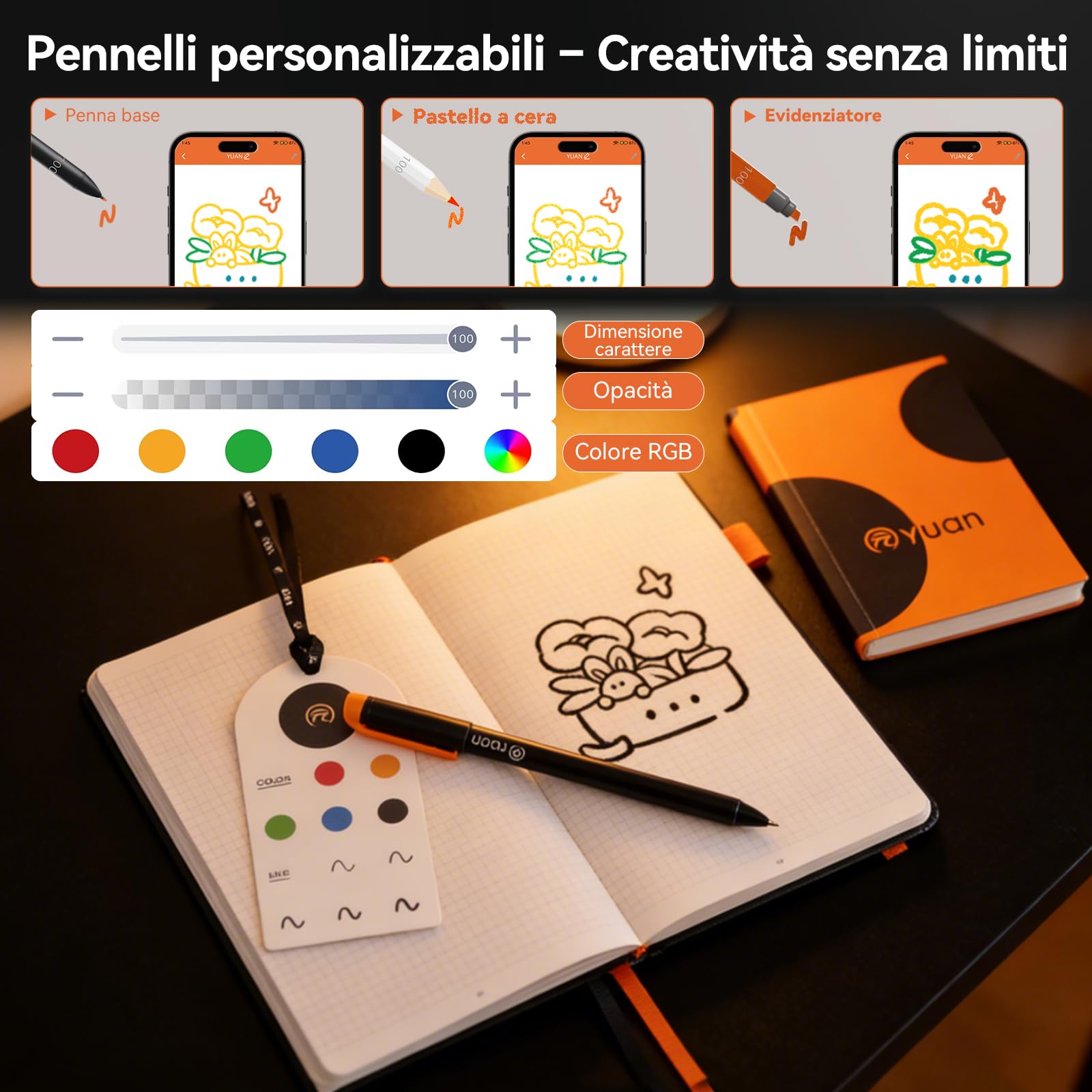 Yuan Smart Writing Set, Smart Notebook con Smart Pen,Sincronizzazione intelligente in tempo reale, nonché archiviazione e condivisione digitale – incluso taccuino mini, ricariche e cavo di ricarica