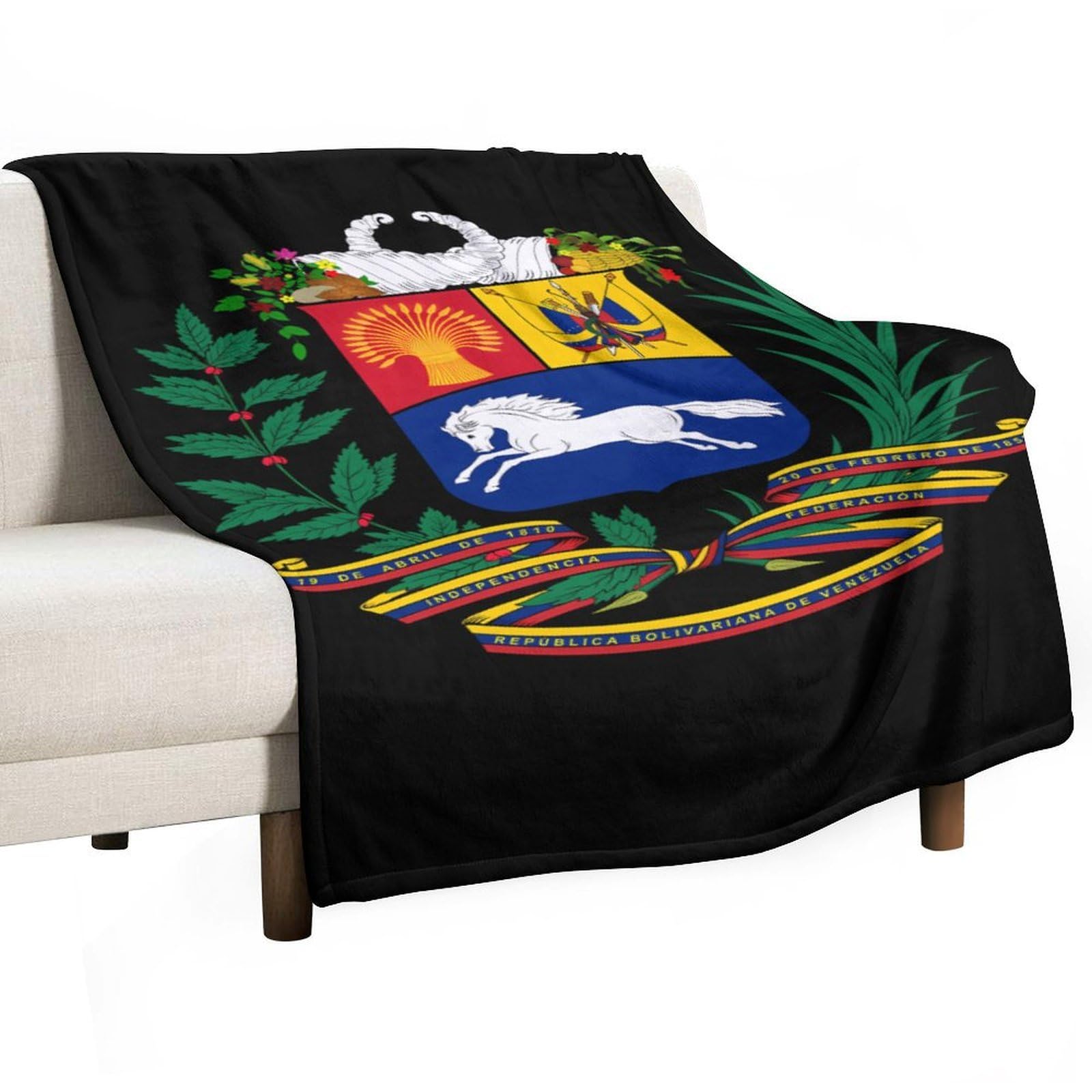 Cgsbngha Style Coat Of Arms Of Venezuela Flannel Fleece Blanket Lightweight Soft Throw Blankets For Sofa Couch Bed Chair