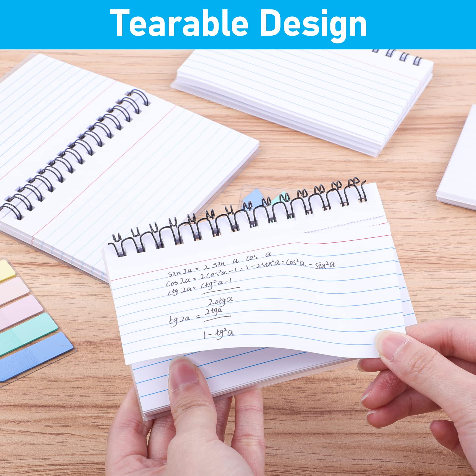 Revision Cards, 200 Sheets Lined Flash Cards Spiral-Bound, Index 3X5 Inches, 4 Packs White Note and Index Tabs - Image 4