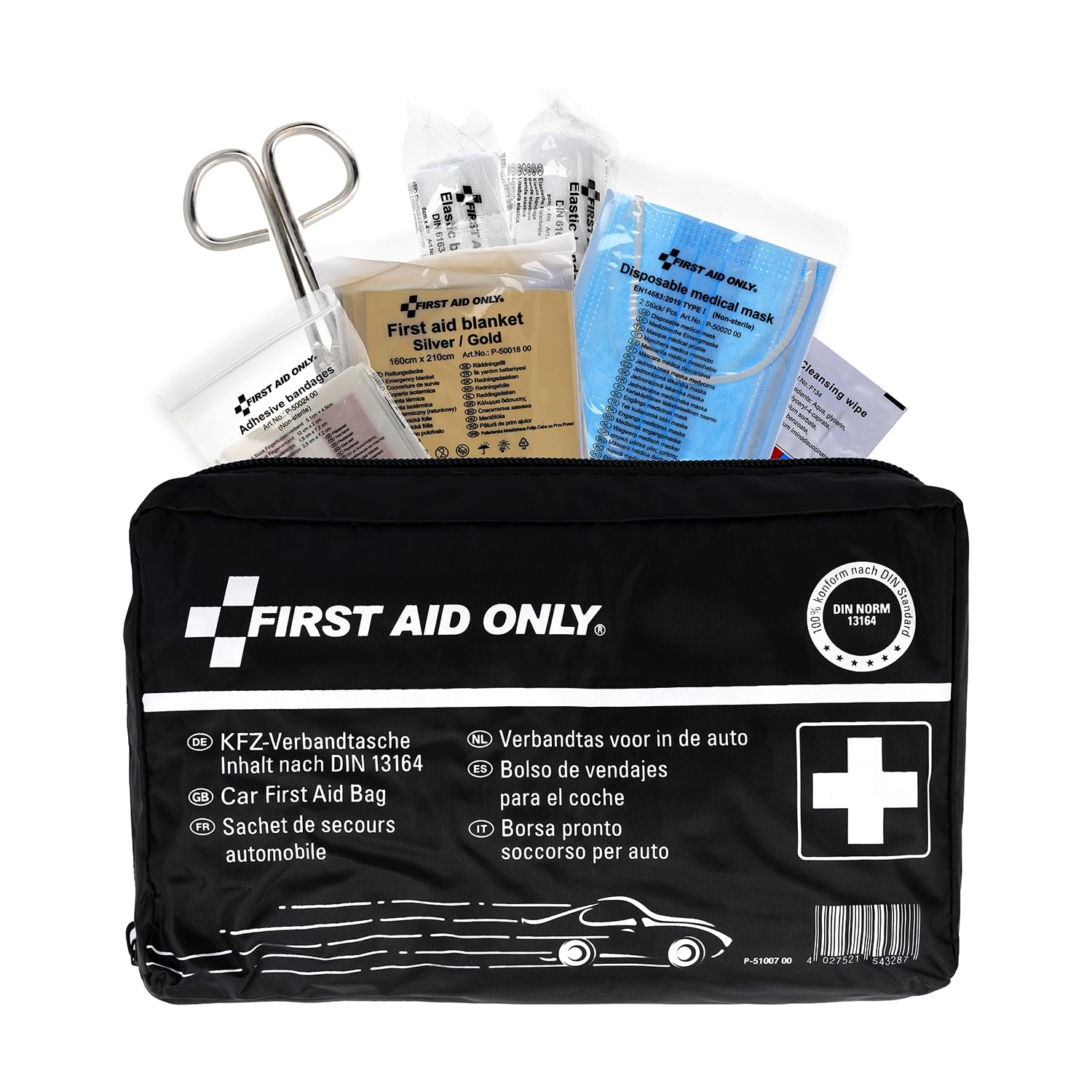 First Aid Only kit for car, KFZ DIN 13164, Blue, P-10019