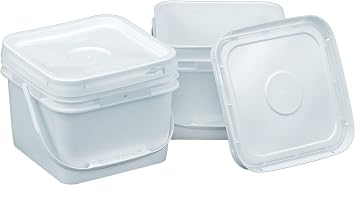 Square 68 mil Bucket Kit, Two 2-Gallon Buckets with White Snap-on Lids