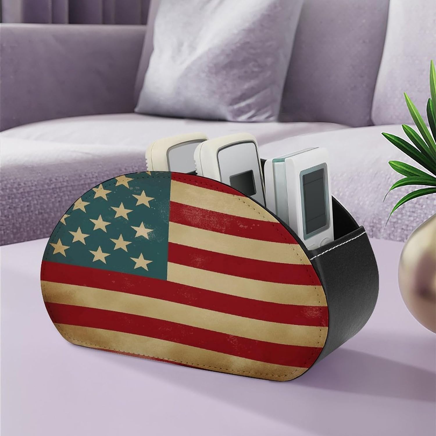 American Flag Remote Control Holder with 5 Compartments for Table image 5