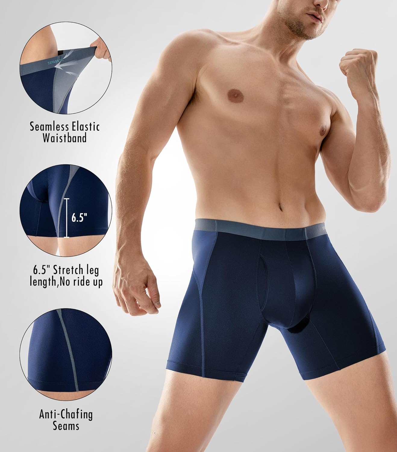 Separatec Mens Underwear with Separate Pouch, Anti-Chafing & Breathable Mesh Performance Boxer Briefs 3 Pack - Image 6